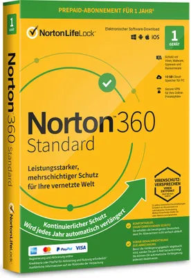 Produktbild von Norton 360 Deluxe - 1 Gerät 1 Jahr 2025 - Antivirenprogramm mit Firewall - PC / Mac / iOS / Android - Download - ESD