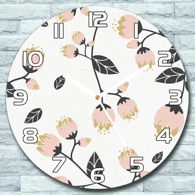 Produktbild von Wanduhr aus Glas Rund fi 30 Frühlingblumen Quarz Deko Schlafzimmer Büro