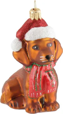 Produktbild von 440s Christbaum-Hänger Hund Weihnachts-Dackel braun | PP-1889