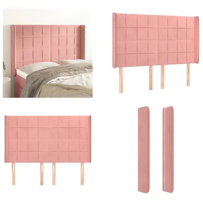 Produktbild von vidaXL Kopfteil mit Ohren Rosa 147x16x118/128 cm Samt - Kopfteil - Kopfteile - Bett-Kopfteil - Bettkopfteil