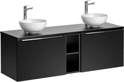 Image de Ensemble de salle de bain VANTA : meubles sous vasque 140cm + plan vasque + 2 vasques à poser