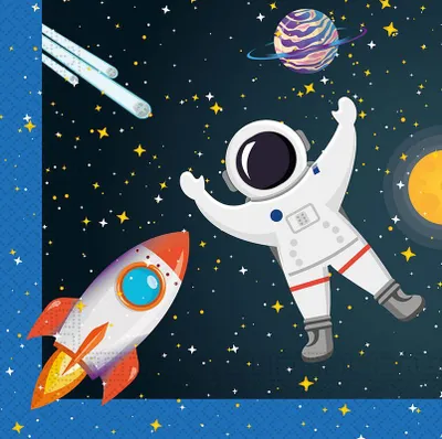 Produktbild von Servietten SPACE Raketen Planeten 33x33cm 20St.
