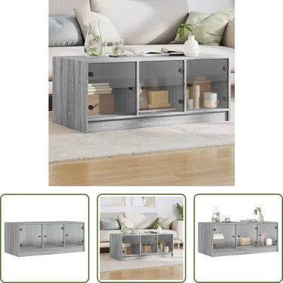 Produktbild von The Living Store Couchtisch mit Glastüren Grau Sonoma 102x50x42 cm
