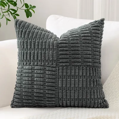Productafbeelding van Kussensloop, corduroy, donkergrijs, 60x60 cm, 1 stuk