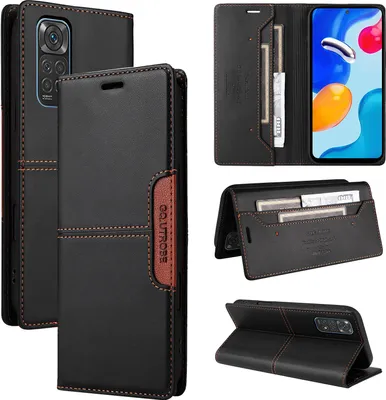 Produktbild von Handyhülle für Xiaomi Redmi Note 11s/Note 11 4G/Note 12s Hülle, Leder Flip Wallet Kartenfach Stand Schutzhülle Schwarz