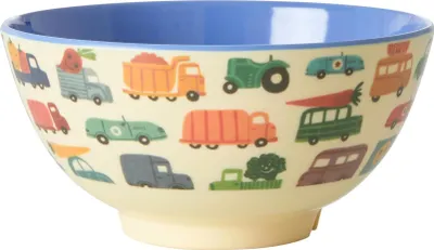 Produktbild von Rice Mittelgroße Kinderschüssel - Happy Cars Print Melamin