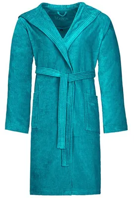 Produktbild von Vossen - "Texas" Morgenmantel für Herren/Damen Uni, mit Kapuze LT5024 (XS) (Lagunenblau)