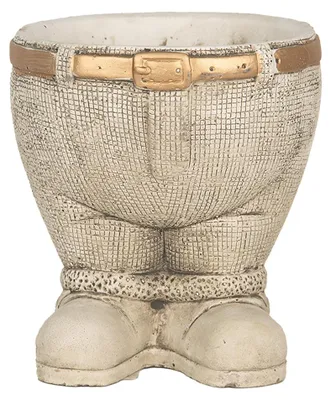 Productafbeelding van Clayre & Eef bloempot, model "Hose", diameter 15 cm, hoogte 17 cm, grijs, steen