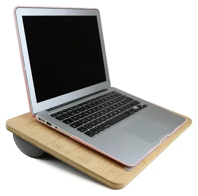 Image de Omgoods - Support pour ordinateur portable avec coussin - Table d'ordinateur portable portable en bambou