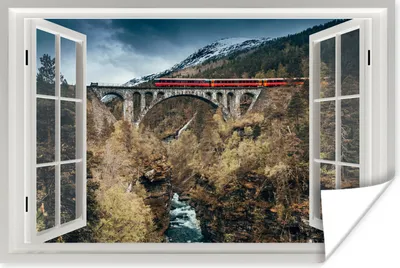 Produktbild von MuchoWow® Poster Aussicht - Berge - Brücke 60x40 cm - Schlafzimmerdekoration