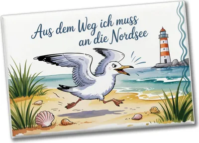 Produktbild von Möwe am Strand - aus dem Weg Souvenir Souvenir Magnet