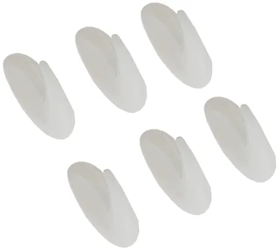 Selbstklebende Haken M, weiß, 6 Stück + 9 Streifen, 1,3 kg