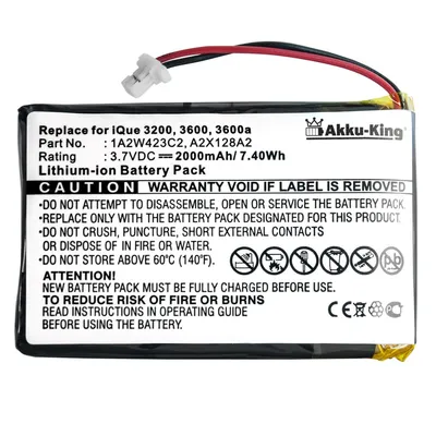 Produktbild von Akku kompatibel mit Garmin 1A2W423C2 - Li-Ion 2000mAh - für iQue 3200