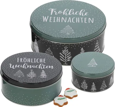 Obrázok produktu pre 3.03 Sada 3 foriem na sušienky - FRÖHLICHE WEIHNACHTEN - okrúhle 19, 16 a 13 cm (zelené)