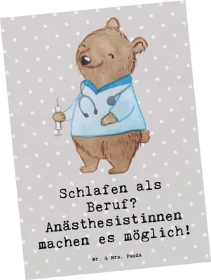 Produktbild von Mr. & Mrs. Panda Postkarte Anästhesistin Freude - Grau Pastell - Geschenk, Ansichtskarten, einzelkarte, bildkarte, Anästhesie, Postkarten, Anästhesistinnen, Ansichtskarte