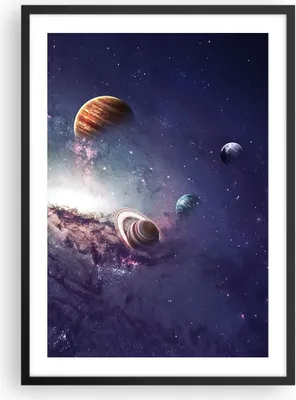 Produktbild von Gerahmtes Poster - Schwarzer Rahmen - Kosmos Planeten die Sterne - 50x70 cm - Wand Bild - Wanddeko - Wandbilder - Kunstposter - Wandposter - Bilderrahmen - Bilder - Kunstdruck - P2BPA50x70-4851
