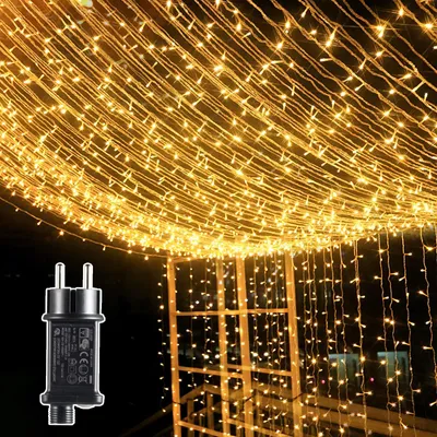Obrázok produktu pre Dekoratívne svetelné závesy, teplá biela farba, rozmer 6 m x 3 m, 600 LED diód, s napájacím káblom