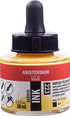 Produktbild von Amsterdam Acrylic Tinte Flasche 30 ml Neapelgelb Dunkel 223