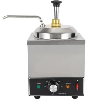 Zdjęcie produktu dla Podgrzewacz do sosów - Elektryczny dozownik słodyczy i czekolady - 650 W - Profesjonalny podgrzewacz do sera i sosów do gastronomii - Dozownik do ciasta - Srebrny