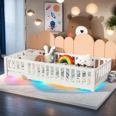 Produktbild von UnboxG Kinderbett mit Rausfallschutz inkl. Lattenrost | 90 x 200 cm | Weiß | Kiefernholz - Massivholz | für Mädchen und Jungs | Kinderbetten