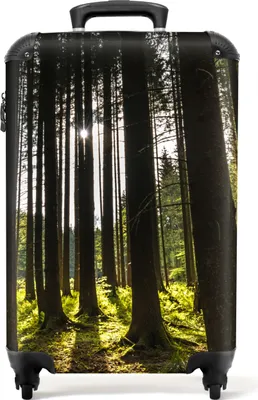 Immagine prodotto di NoBoringSuitcases.com® Valigie da cabina Trolley Valigie a rotelle Valigie da viaggio piccole con 4 ruote - Alberi - Foresta - Muschio - Sole - Natura - Dimensioni da cabina < 55x40x23 cm e 55x40x20 cm - Valigia fotografica - Valigia da cabina - Bagaglio a mano Valigia 55x35x20 cm, 36 L,