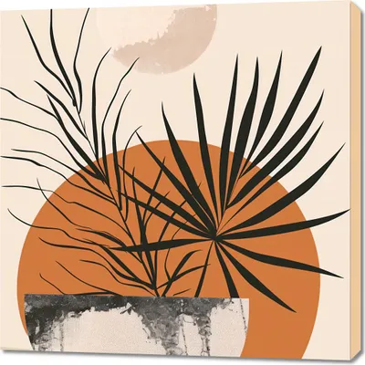 Produktbild von Bild 90x90cm Palmen Sonnenuntergang