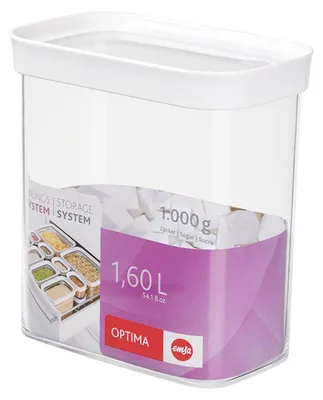 Produktbild von EMSA Optima, Container, Rechteckig, 1,6 l, Transparent, Weiß, Styrol-Methylmethacrylat (MS), Thermoplastisches Elastomer (TPE), 55 °C
