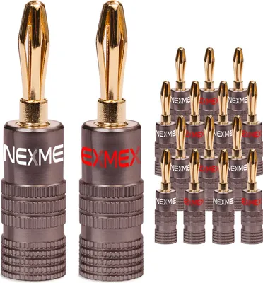 Produktbild von 16x Bananenstecker NEXMEX Ultimate 24K vergoldet High End Stecker Kabel bis 6mm²