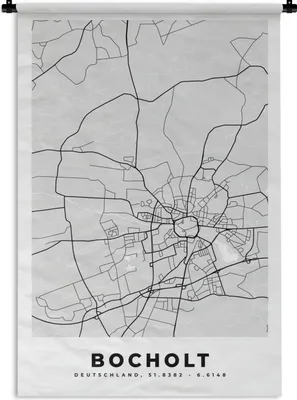Produktbild von MuchoWow® Wandteppich Wandbehang Stadtplan - Karte - Bocholt - Deutschland 60x90 cm Tapisserie Dekoration Wandtuch - Foto-Teppich - Abwaschbar