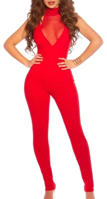 Imagen del producto de Mono enterizo Koucla Damen con detalles de malla (Rojo, Talla M)