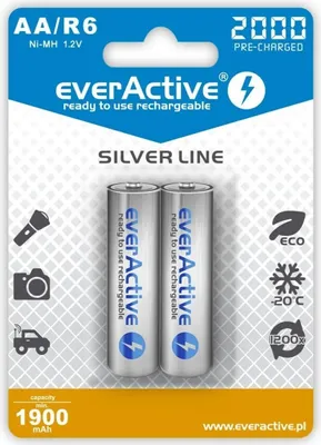 Obrázok produktu pre Everactive EVHRL6-2000, Nabíjateľná batéria, AA, Nikel-Metal Hydrid (nimh), 1,2 V, 4 kusov, 2000 mAh