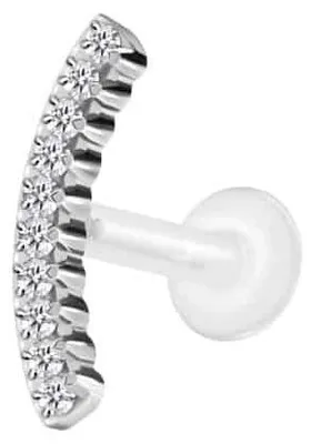 Produktbild von Ohrpiercing, Nasenpiercing PTFE Labret mit Innengewinde + Titan-Aufsatz KRISTALLBOGEN Silber Stablänge: 5mm | Stabstärke: 1,2mm