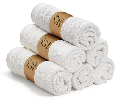 Produktbild von Gesichtstuch Waschlappen Mikrofaser - 25 x 25 cm - 6 Stück - Weiß - Bambusfaser