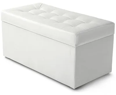 Obrázok produktu pre MG Design, biela taburetka s úložným priestorom, 45x90 cm - objem úložného priestoru 100 litrov, nosnosť do 300 kg, pripravená na okamžité použitie, ľahko sa udržiava, vhodná do obývačky a predsiene