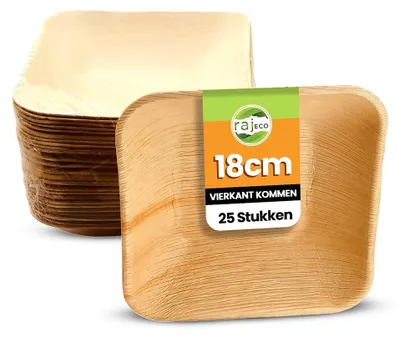 Palmblatt-Kompostierbare Schalen, 25 Stk., 18 cm, stabil