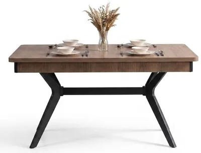 Obrázek produktu pro Rozkládací jídelní stůl, hnědá a černá barva, moderní, industriální design, kvalitní provedení