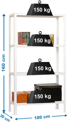 Produktbild von Simonrack Schwerlastregal SIMONHOME CLICK PLUS 4 8435104938942 weiß 100,0 x 30,0 x 160,0 cm