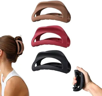 Image de Pinces à cheveux en silicone - Lot de 3 - Pinces à cheveux douces et flexibles - Barrettes - Pinces à cheveux - Pinces courbées - Pinces à cheveux pour femmes - Pinces à cheveux douces pour cheveux fins et épais - Accessoires pour cheveux pour femmes et filles