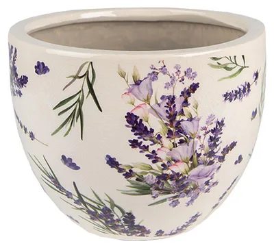 Zdjęcie produktu dla Clayre & Eef Doniczka Ø 15x11 cm Fioletowa Zielona Ceramiczna Lawenda