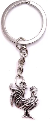 Image de Onwomania Porte-clés coq animal chantant argent métal pendentif breloque