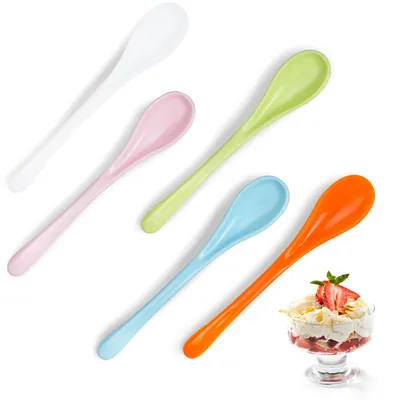 20 bunte Kunststoff-Dessertlöffel, 12,5 cm, wiederverwendbar