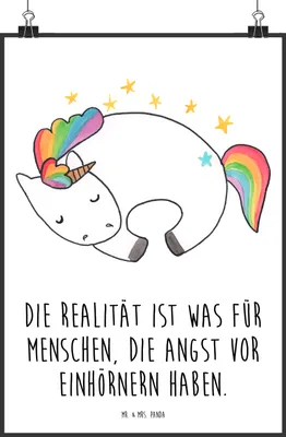 Produktbild von Mr. & Mrs. Panda Bild Einhorn Nacht DIN A2 - Weiß - Geschenk, drucke, Freundin, wandkunst, Kunstdruck, Einhörner, Traum, Wandschmuck, Unicorn, Posterdruck