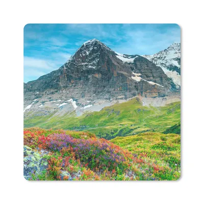 Produktbild von MuchoWow® Mauspad Mousepad Blumen - Berge - Schnee - Landschaft 30x30 cm - Mousepads - Maus Mat - Pad - Mausunterlage - Gaming