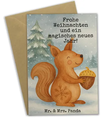 Produktbild von Mr. & Mrs. Panda babykarte Eichhörnchen Weihnachten Design - Weiß - Geschenk, Weihnachtsgruß, weihnachtskarten, Neujahr, vatertagskarte, Guten Rutsch, Weihnachtsmotiv