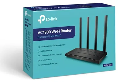 Obrázek produktu pro TP-Link Archer C80, Wi-Fi 5 (802.11ac), Dvoupásmový (2,4 GHz / 5 GHz), Připojení na síť Ethernet, Černá, Stolní router