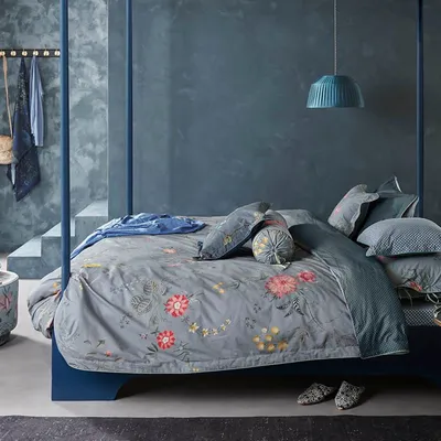 Produktbild von Pip Studio Perkal-Baumwolle-Bettwäsche-Garnitur Fleur Grandeur Farbe Blau Größe 135x200+80x80