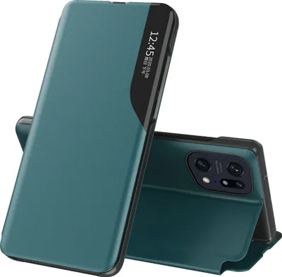 Produktbild von Hülle für OPPO Find X5 Smart View Fenster Flip Stand Cover Kunstleder Schutzhülle Grün