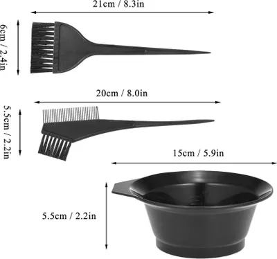 Immagine prodotto di set da 3 pezzi per la colorazione dei capelli, ciotola per la colorazione, spazzola, pettine a doppia faccia, strumenti per parrucchieri