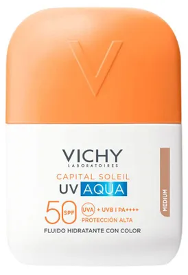Imagen del producto de Capital Soleil, Fluido Hidratante con Color y Protección UV Aqua, FPS 50, tono medio. Vichy, 50 ml