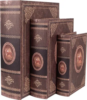Produktbild von Clayre & Eef Aufbewahrungsbox 3er Set Bücher 27/22/17 cm Braun Holz